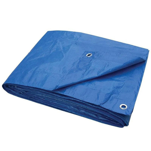 Heavy-Duty Blue Tarpaulin 100gsm Waterproof Reinforced Cover Sheet