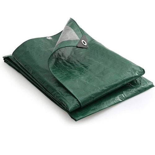 Green & Silver Waterproof Tarpaulin 140gsm UV Resistant Heavy-Duty Outdoor Cove